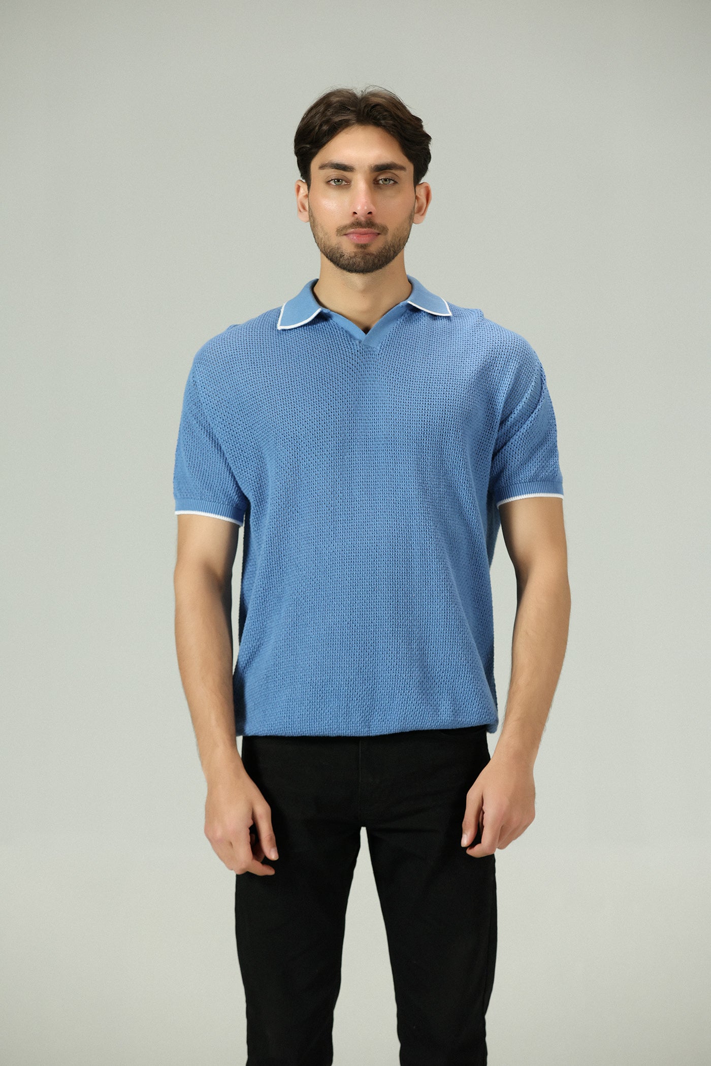 Heritage Marine Blue Knitted Polo