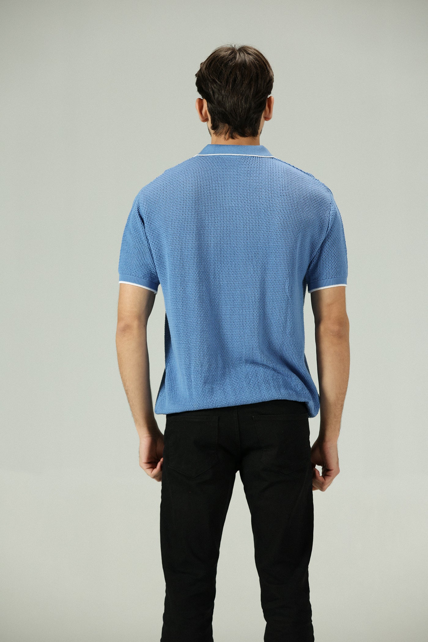 Heritage Marine Blue Knitted Polo