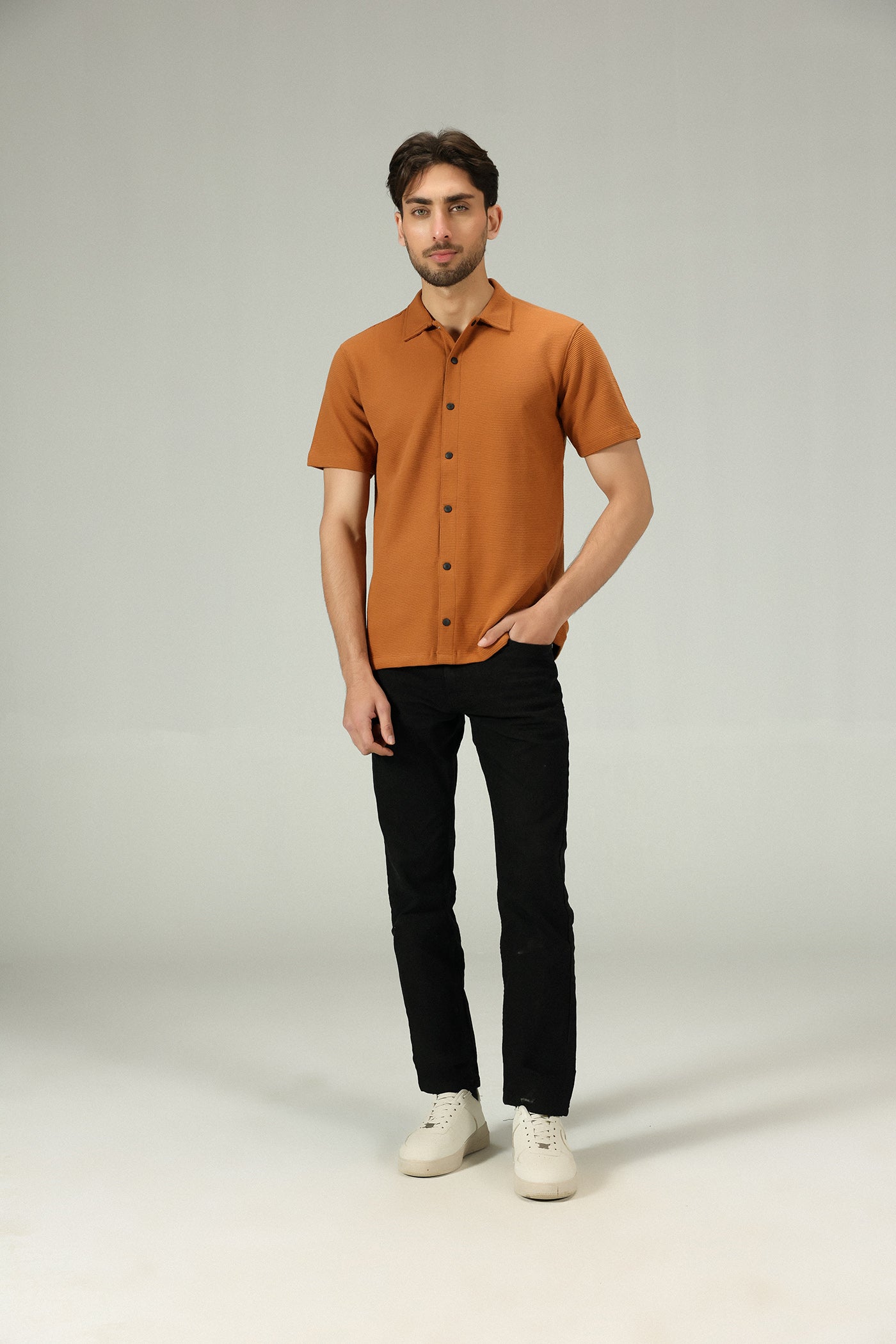 Textured Core Ottoman Mustard Shirt