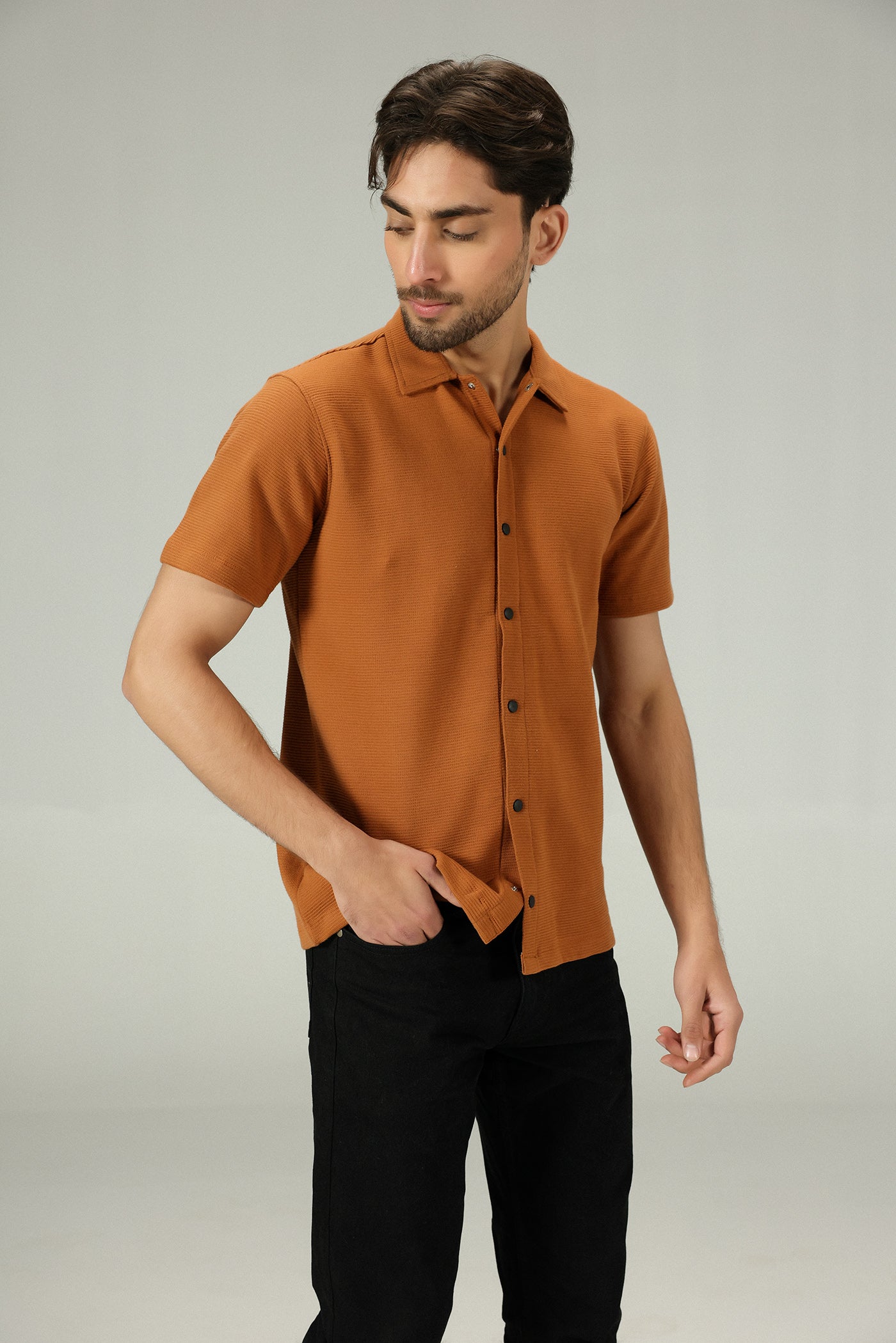 Textured Core Ottoman Mustard Shirt