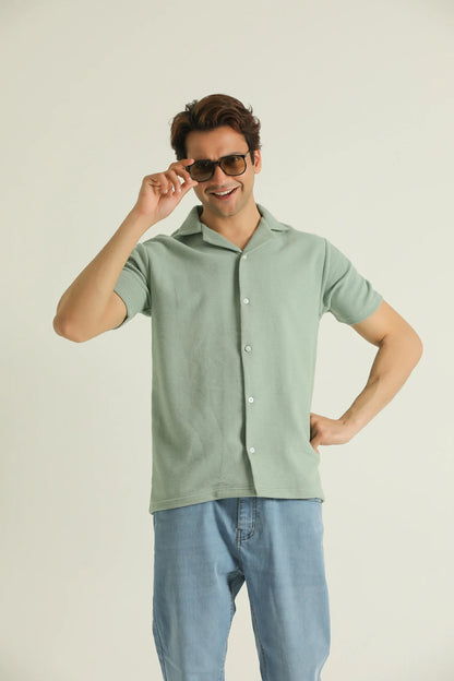 Sunday Stretch Knitted Cuban Shirt