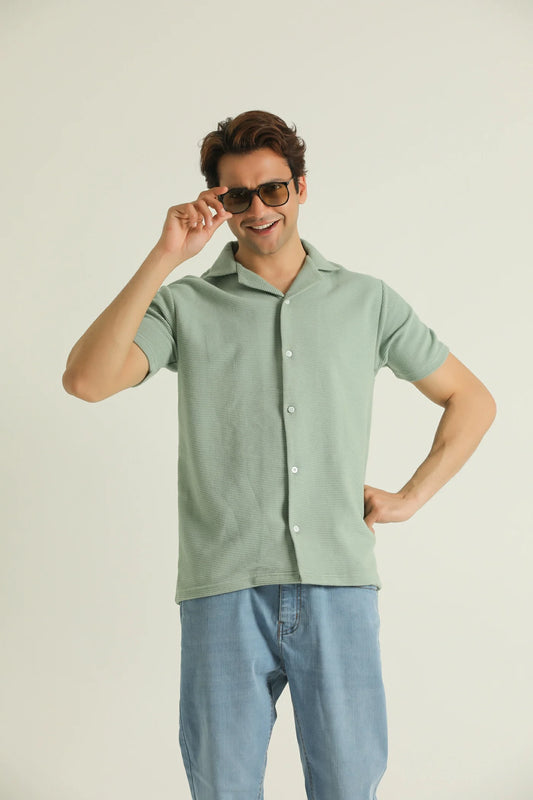 Sunday Stretch Knitted Cuban Shirt