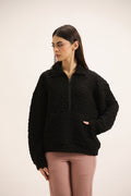 BLACK QUILTED SWEATSHIRT