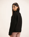 BLACK QUILTED SWEATSHIRT