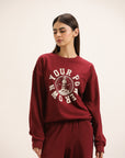 MAROON GRAPHIC CROPPED SWEATSHIRT