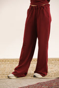 MAROON FLARED TROUSER WITH SIDE POCKETS