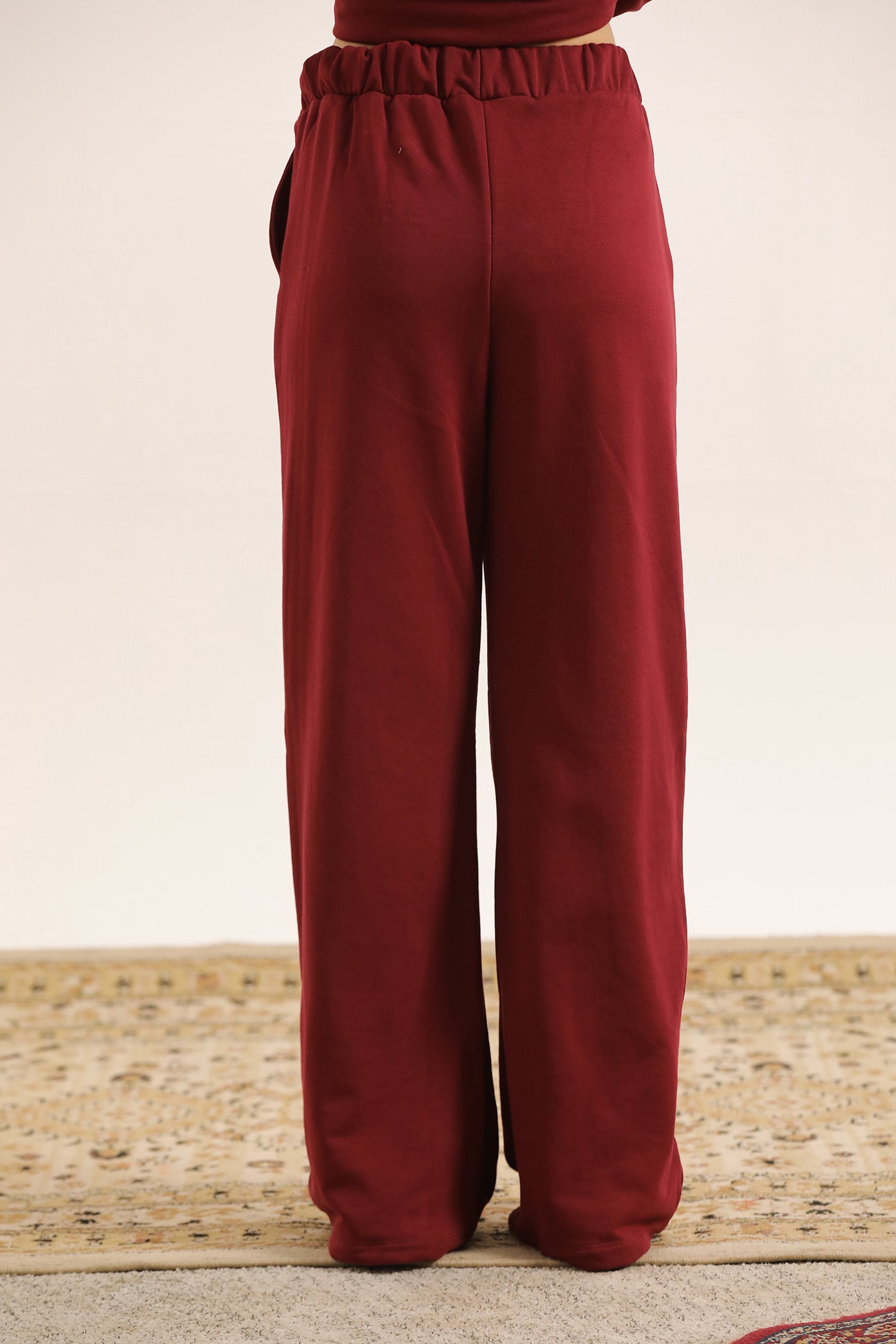 MAROON FLARED TROUSER WITH SIDE POCKETS
