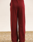 MAROON FLARED TROUSER WITH SIDE POCKETS