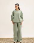 SAGE GREEN SWEATSHIRT & FLARED TROUSER