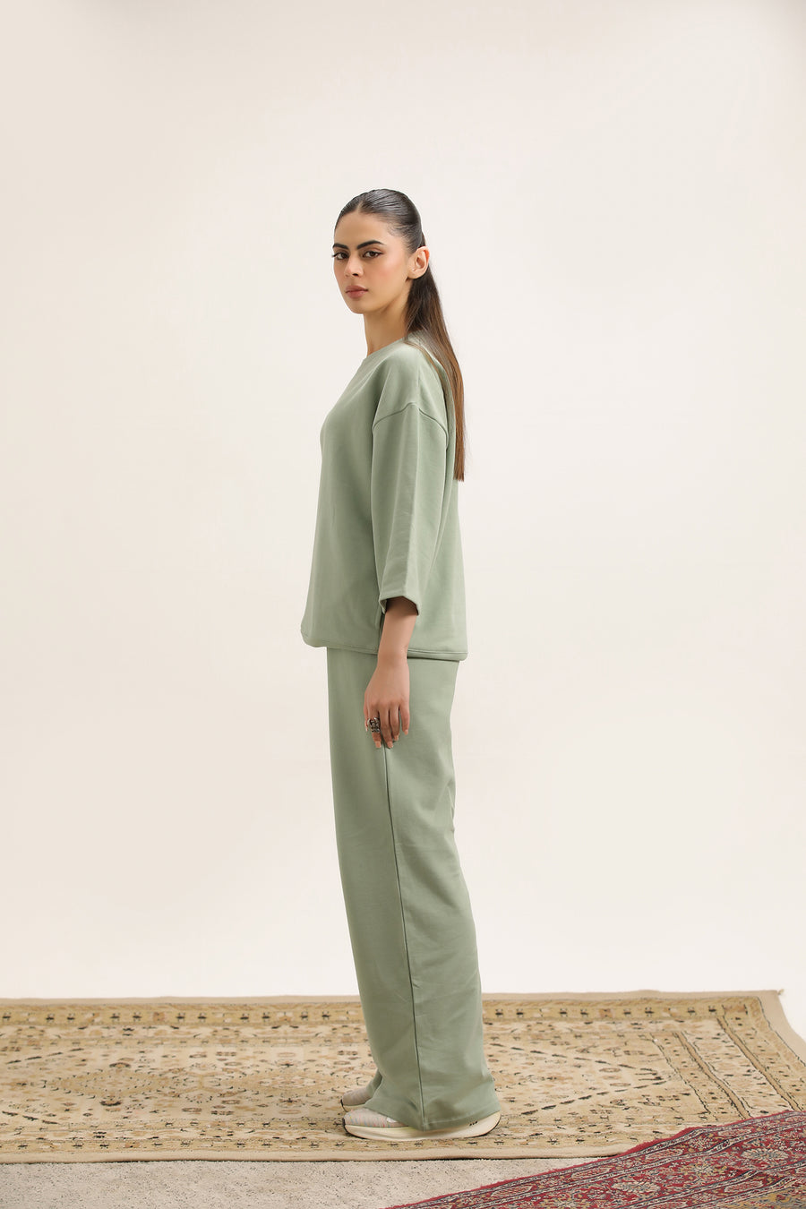 SAGE GREEN SWEATSHIRT & FLARED TROUSER