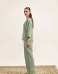SAGE GREEN SWEATSHIRT & FLARED TROUSER