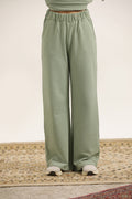 SAGE GREEN FLARED TROUSER WITH SIDE POCKETS