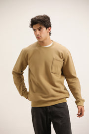 CAMEL BROWN BOXY POCKET SWEATSHIRT