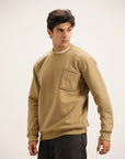 CAMEL BROWN BOXY POCKET SWEATSHIRT