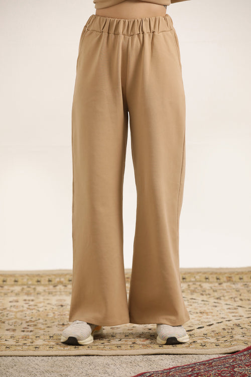 BEIGE FLARED TROUSER WITH SIDE POCKETS