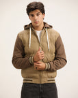 BROWN PUFFER JACKET WITH HOOD