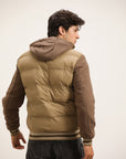 BROWN PUFFER JACKET WITH HOOD