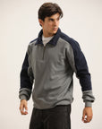 GREY & NAVY MOCK NECK SWEATSHIRT