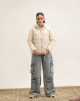 WOMEN OFF WHITE PUFFER JACKET