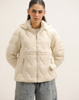 WOMEN OFF WHITE PUFFER JACKET