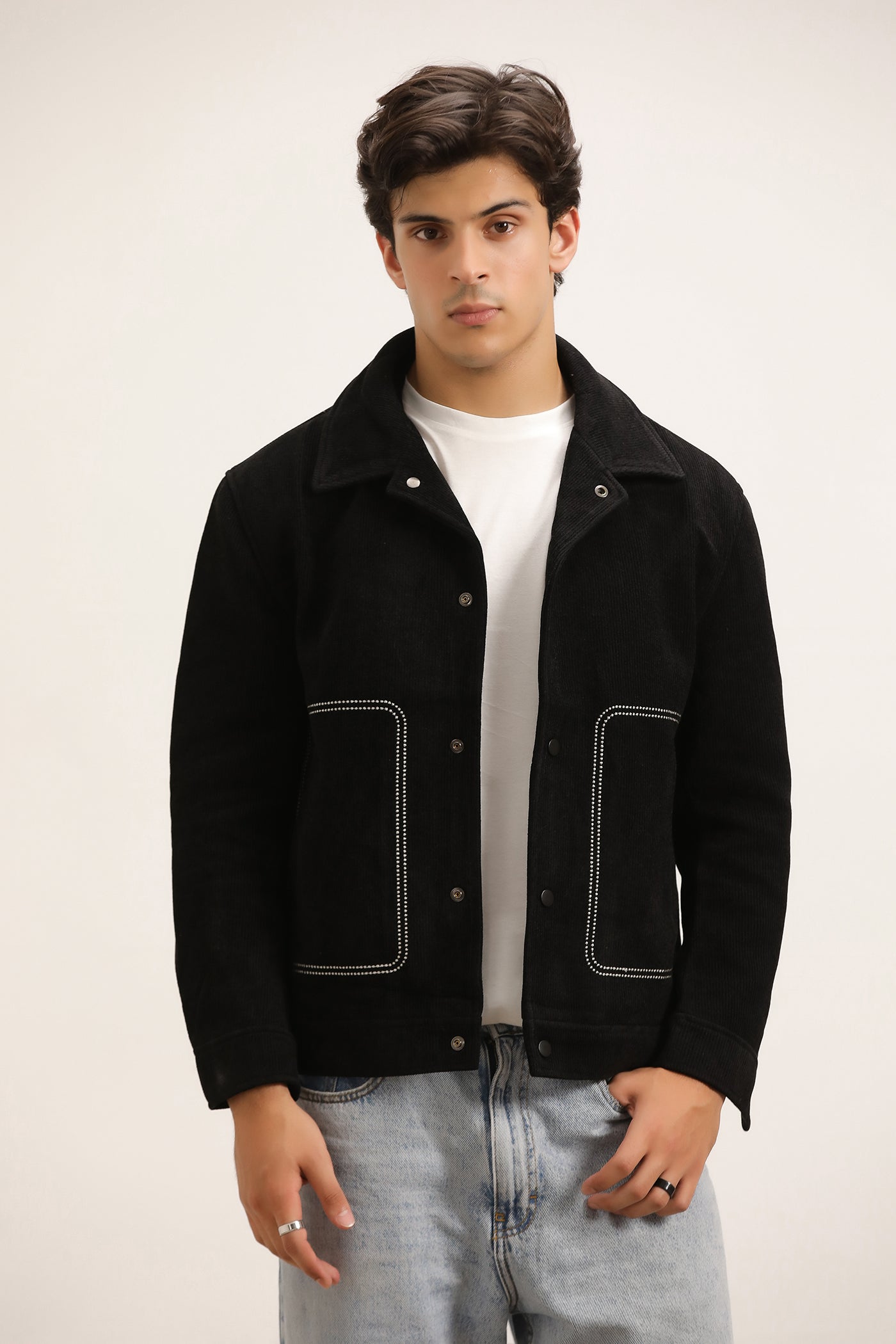 BLACK SHACKET WITH COLLAR