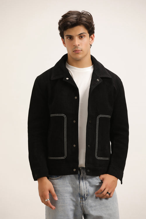 BLACK SHACKET WITH COLLAR