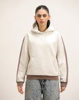 OFF WHITE & MOCHA STRIPE HOODIE