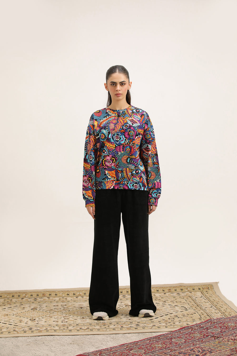 ABSTRACT SWEATSHIRT & BLACK TROUSER