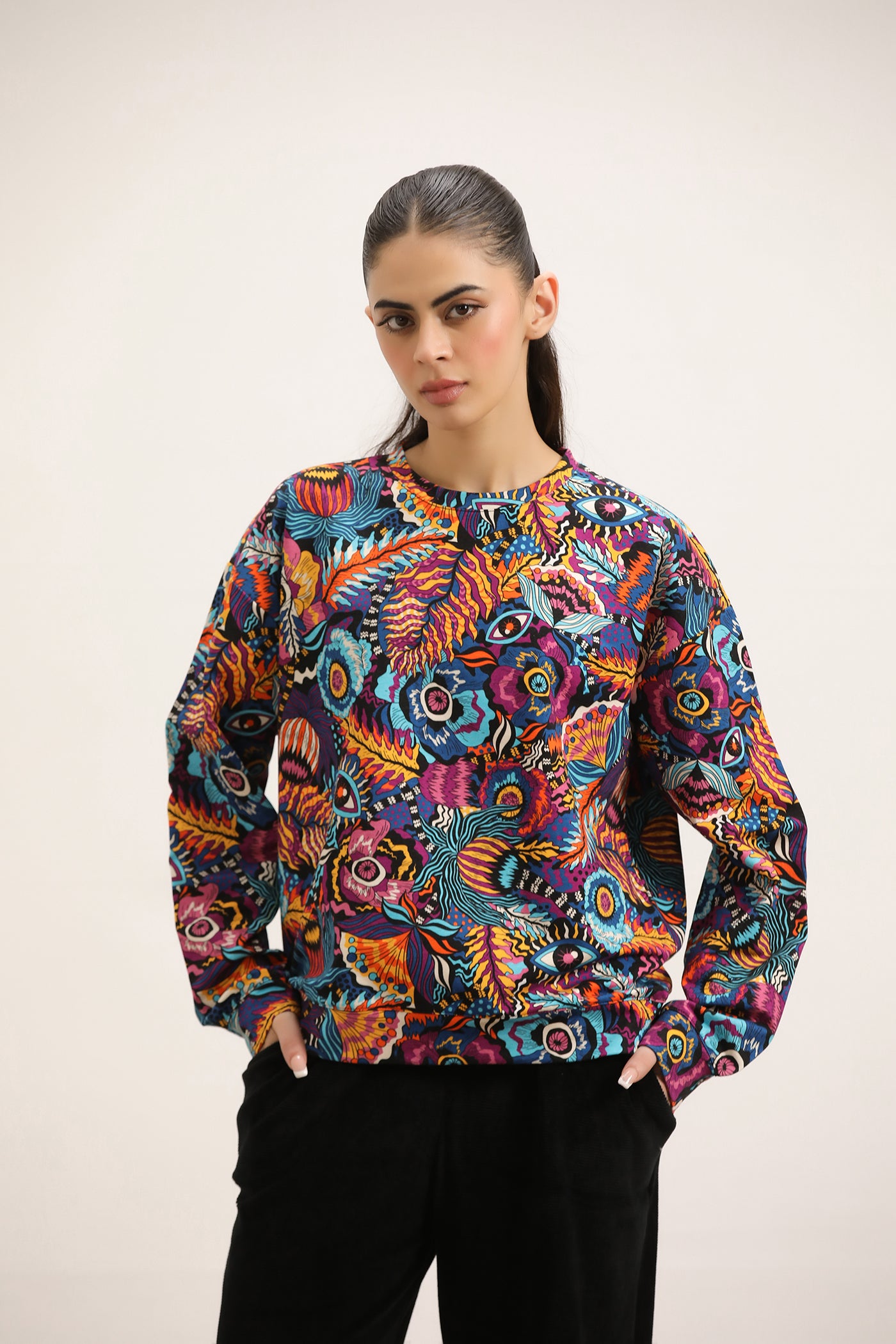 ABSTRACT MULTI-PRINT SWEATSHIRT