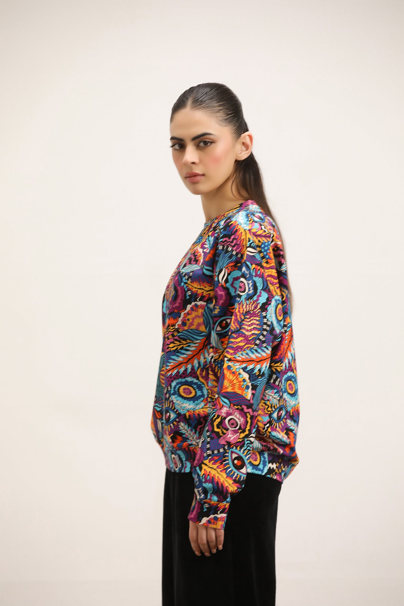 ABSTRACT MULTI-PRINT SWEATSHIRT