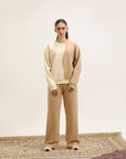 CREAMY BEIGE SWEATSHIRT & FLARED TROUSER