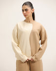 CREAMY BEIGE SWEATSHIRT & FLARED TROUSER