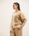 CREAMY BEIGE SWEATSHIRT & FLARED TROUSER