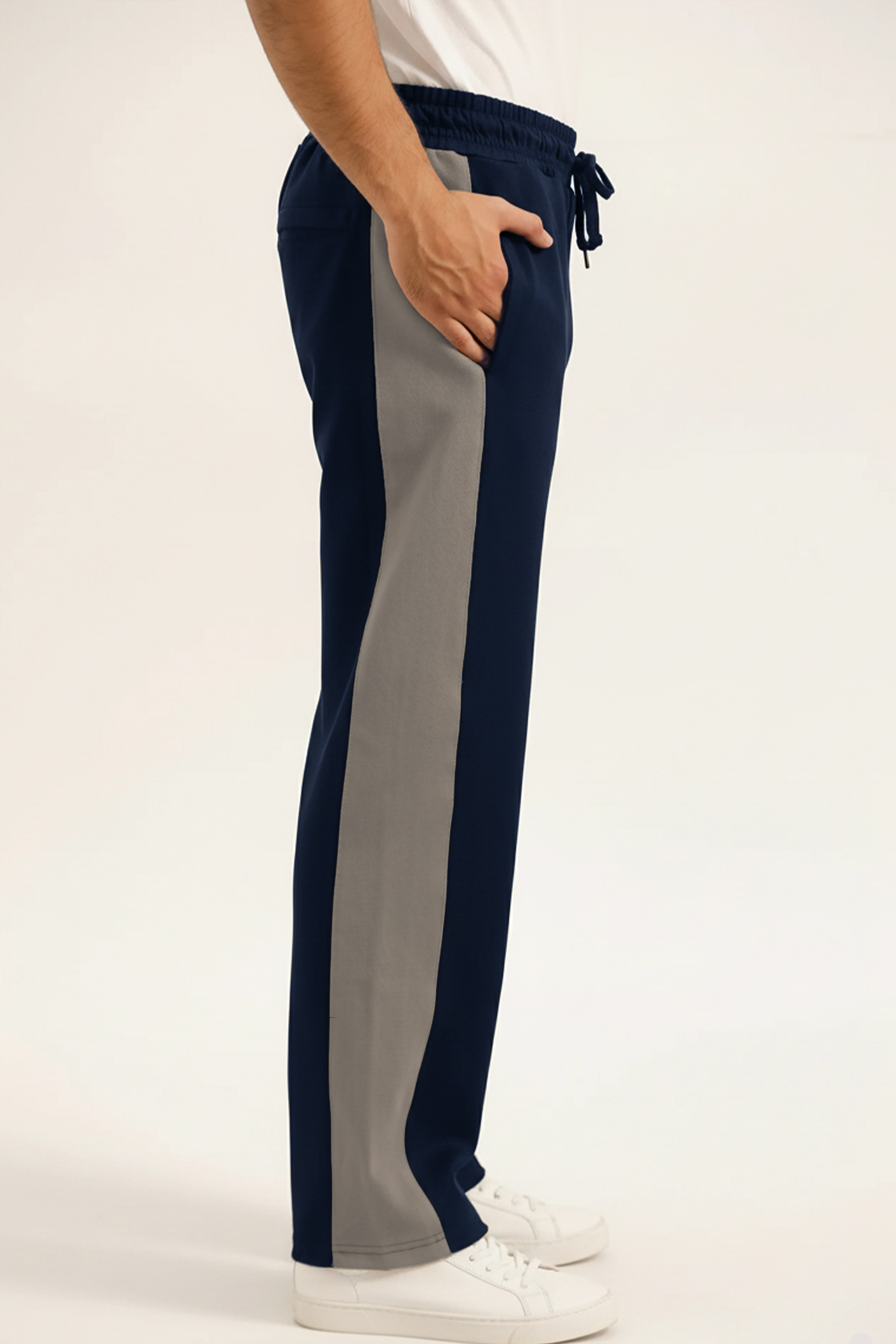 NAVY & GREY PANELLED TROUSER