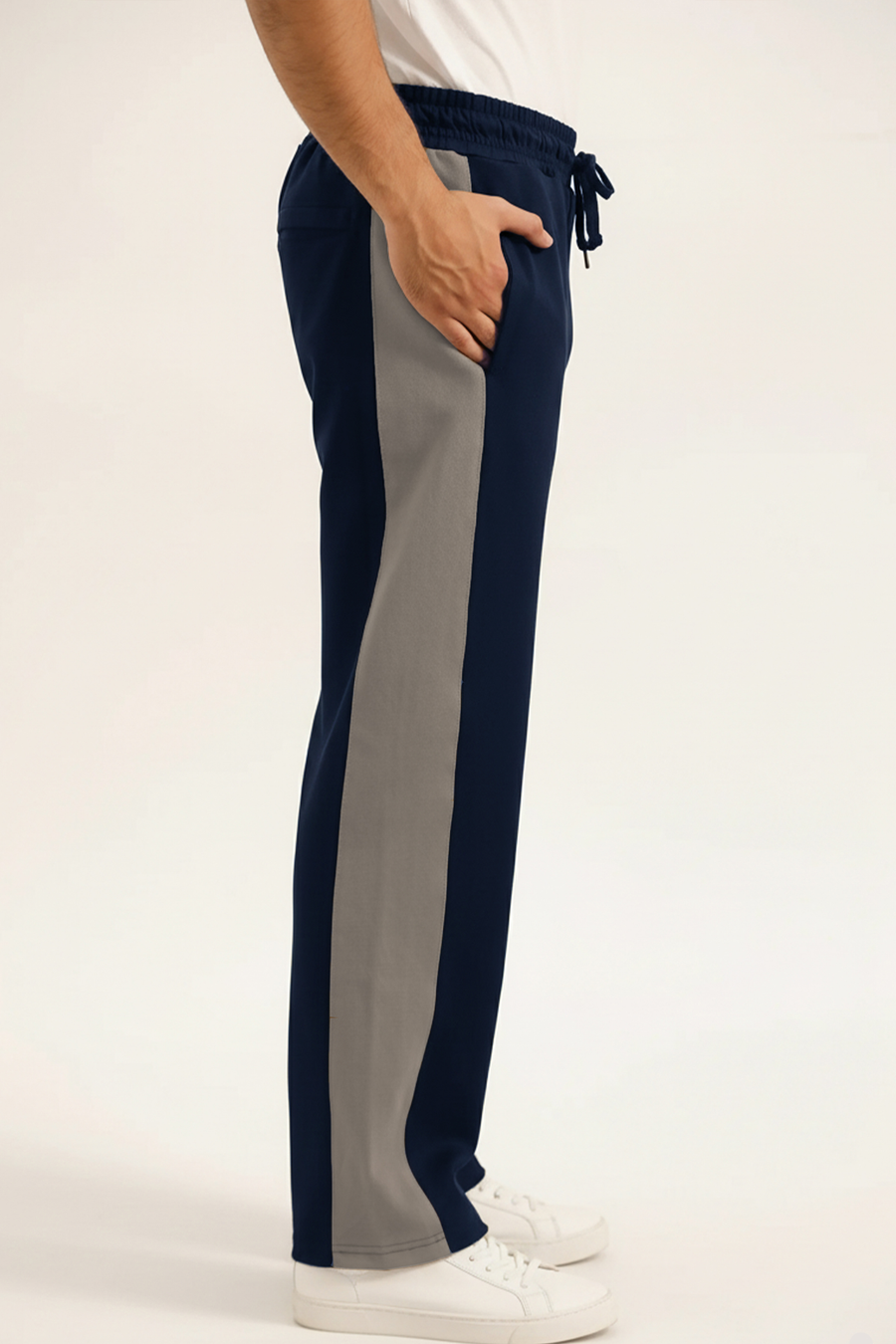 NAVY & GREY PANELLED TROUSER