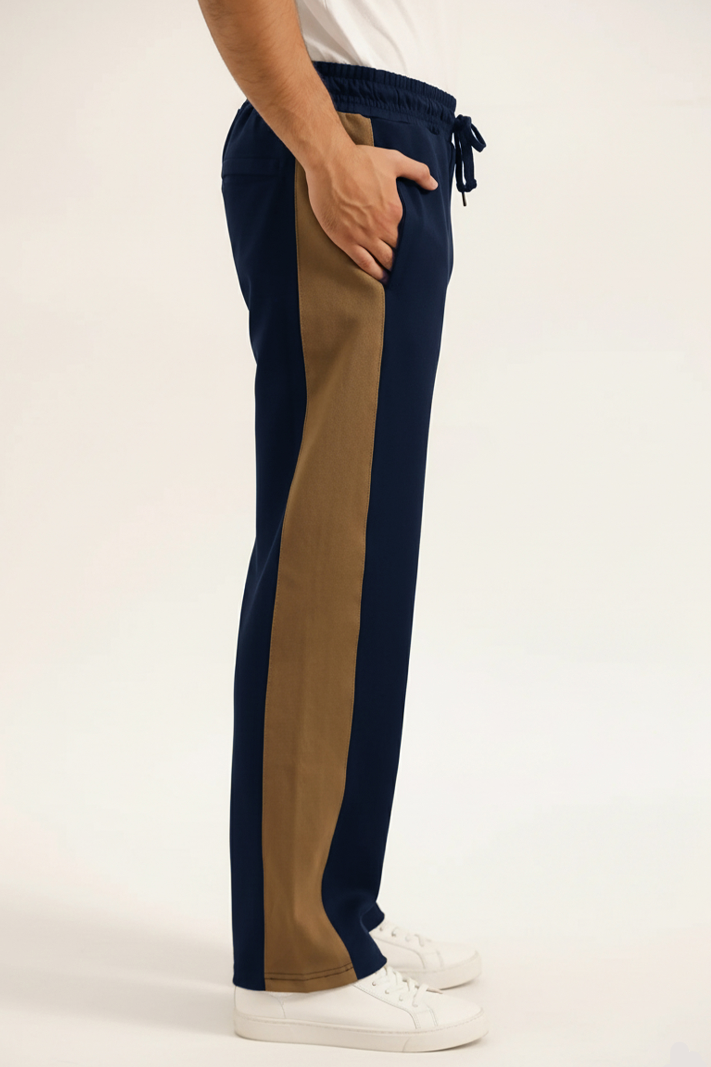 NAVY & BROWN PANELLED TROUSER