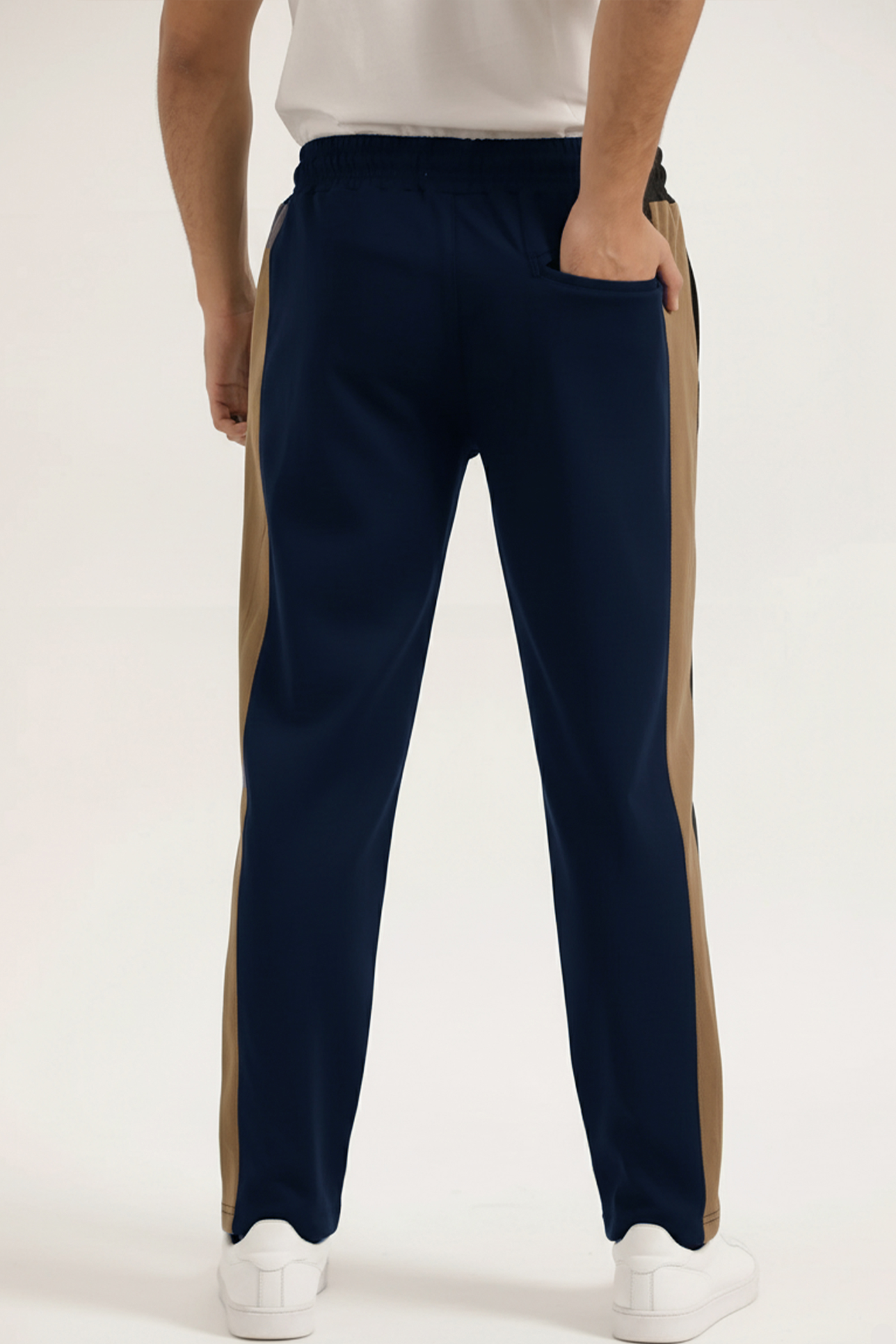 NAVY & BROWN PANELLED TROUSER