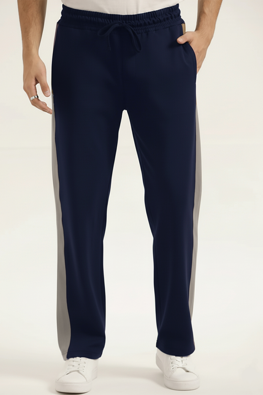 NAVY & GREY PANELLED TROUSER
