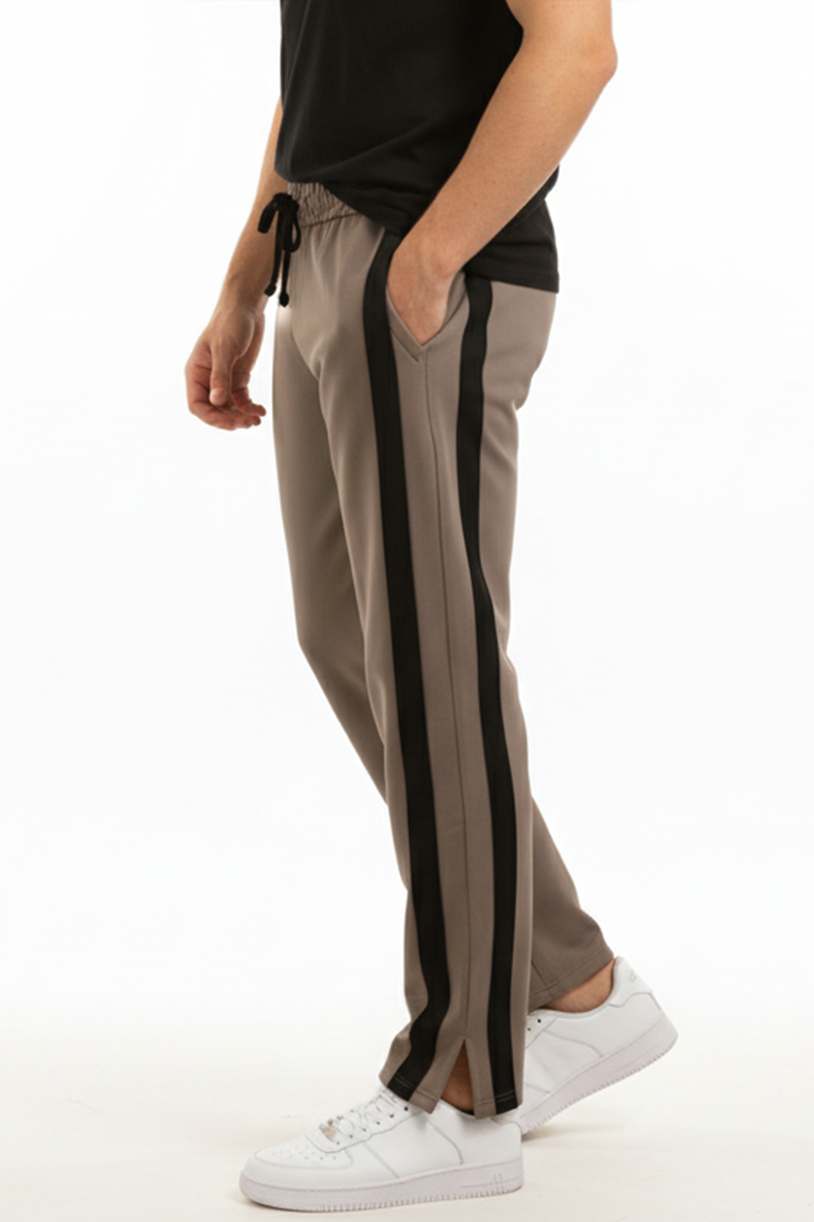 SMOKEY BROWN TROUSER WITH BLACK PANNELS
