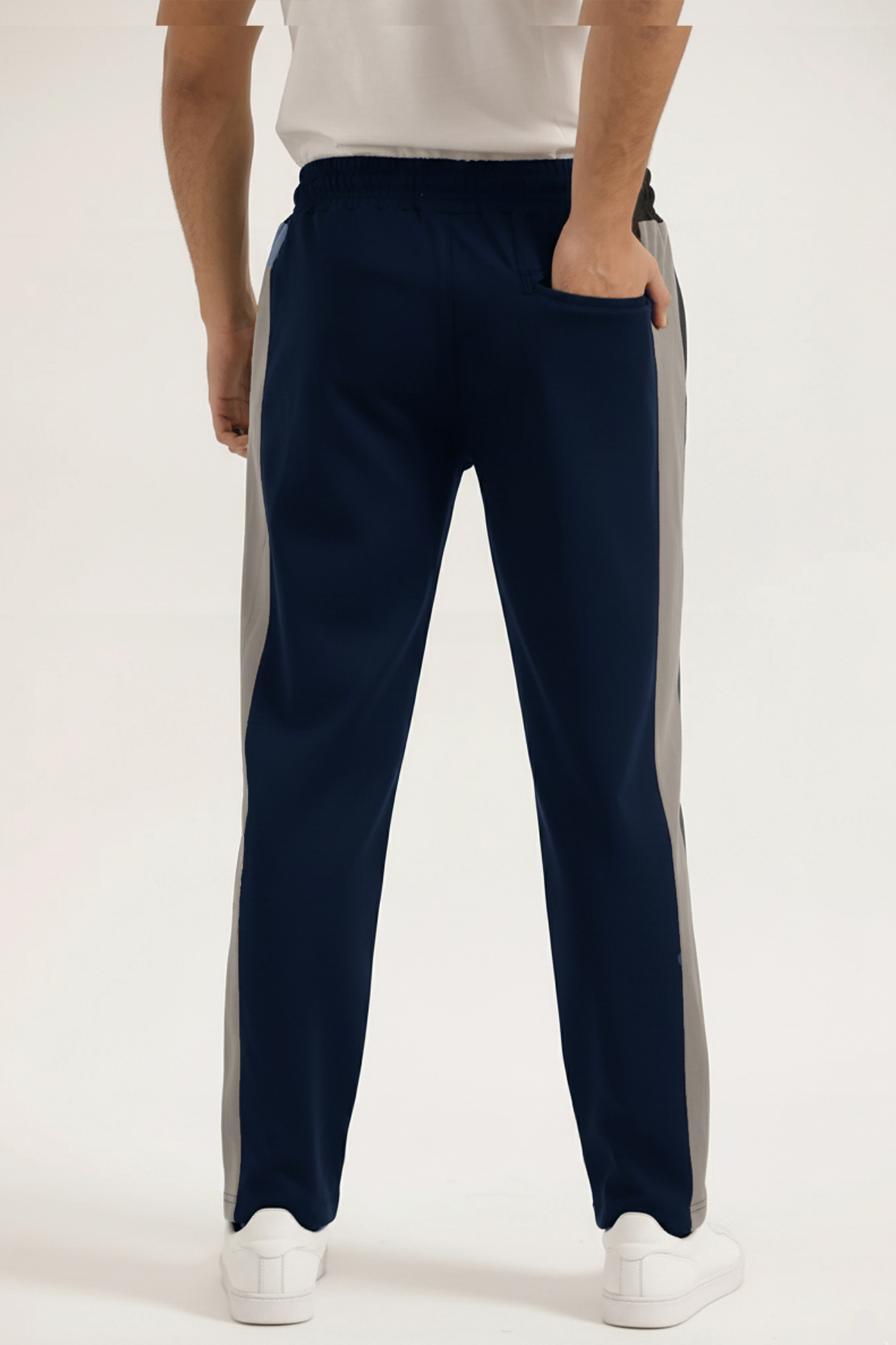 NAVY & GREY PANELLED TROUSER